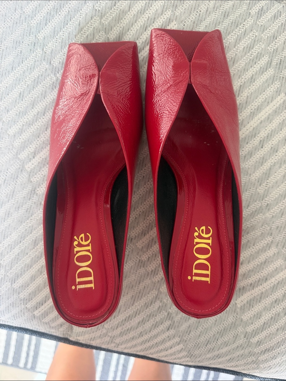 Red Leather Slip-On Mules